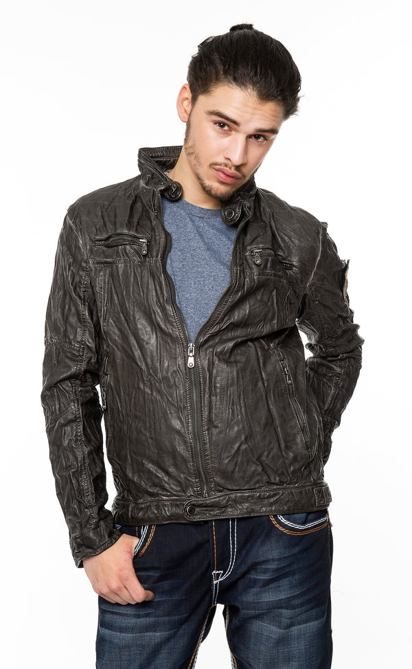 Herren Kunstlederjacke mit Knitterefekt H-052_79005.jpg