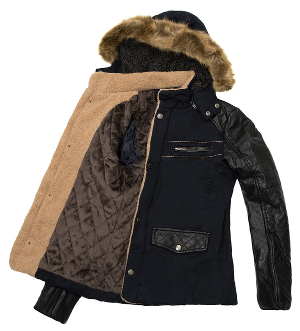 Herren Winter Bikerjacke mit Kunstlederärmeln gefüttert H-062 _79038.jpg