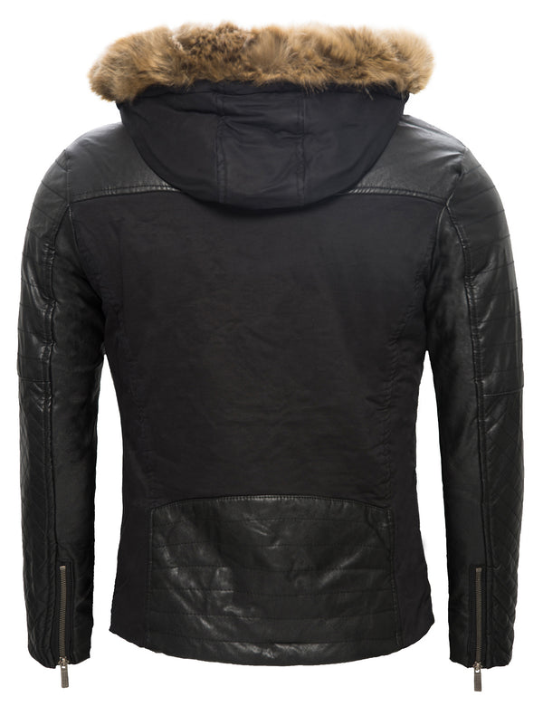Herren Winter Bikerjacke mit Kunstlederärmeln gefüttert H-062 _79042.jpg