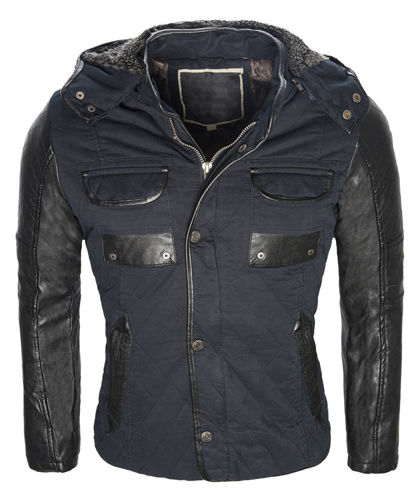 Herren Winter Jacke mit Kunstlederärmeln Teddyfutter H-063 _79045.jpg