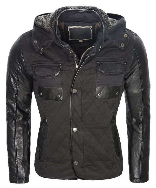 Herren Winter Jacke mit Kunstlederärmeln Teddyfutter H-063 _79046.jpg