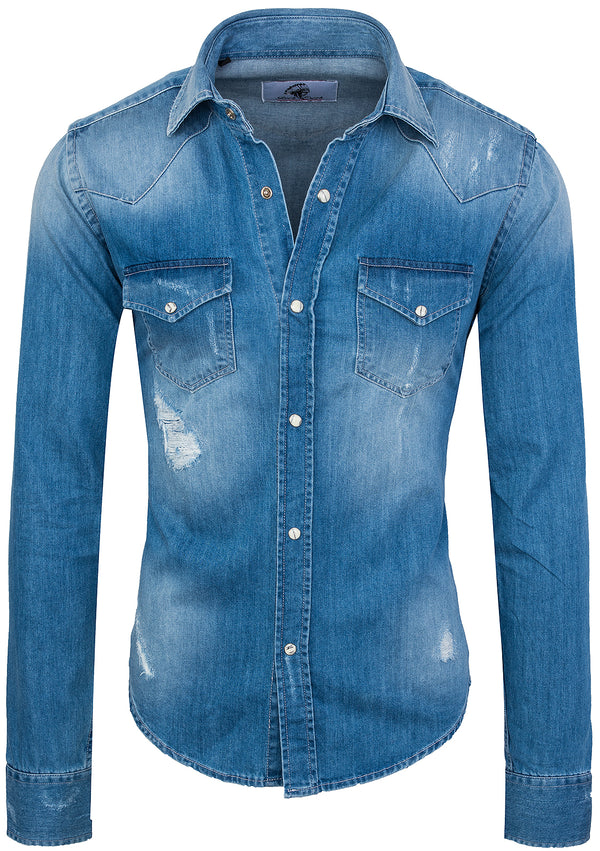 Rock Creek Herren Jeanshemd Kentkragen Blau RC-013_76688.jpg