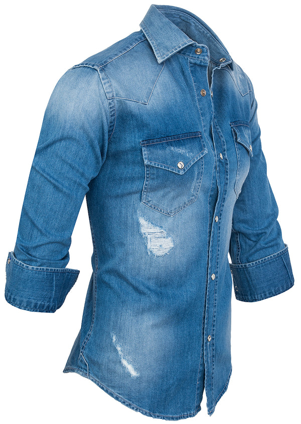 Rock Creek Herren Jeanshemd Kentkragen Blau RC-013_76689.jpg