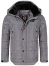 Rock Creek Herren Winterjacke H-393 grau S-5XL winddichte Steppjacke mit Fellimitatkragen und abnehmbarer Kapuze