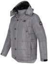 Rock Creek Herren Winterjacke H-393 grau S-5XL winddichte Steppjacke mit Fellimitatkragen und abnehmbarer Kapuze