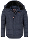Rock Creek Herren Winterjacke H-393 navy blau S-5XL gefütterte Herrenjacke mit Kapuze und winddichtem Verschluss