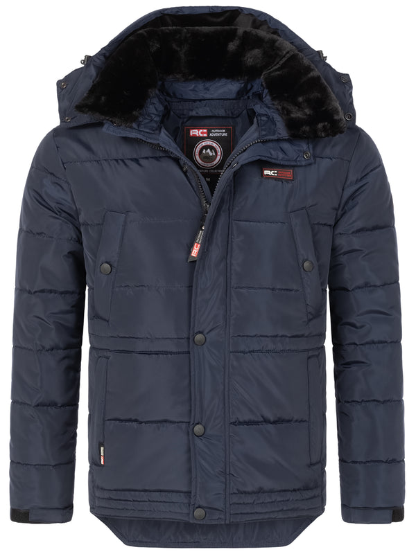 Rock Creek Herren Winterjacke H-393 navy blau S-5XL gefütterte Herrenjacke mit Kapuze und winddichtem Verschluss