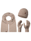 Rock Creek Winter Mütze Schal Handschuh-Set U-104 beige Unisex Einheitsgröße – elegantes Strickset mit Schal, Handschuhen und Mütze im neutralen Farbton