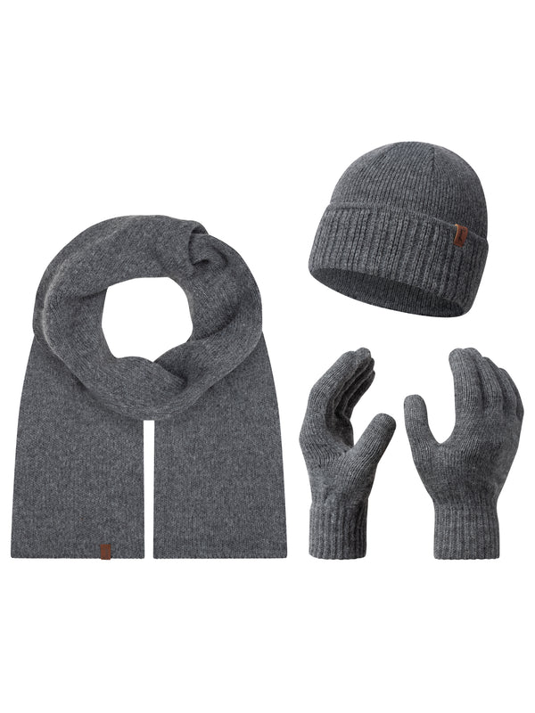 Rock Creek Winter Mütze Schal Handschuh-Set U-104 olivgrün Unisex Einheitsgröße – modisches 3-teiliges Winterset aus Acrylstrick für Damen und Herren