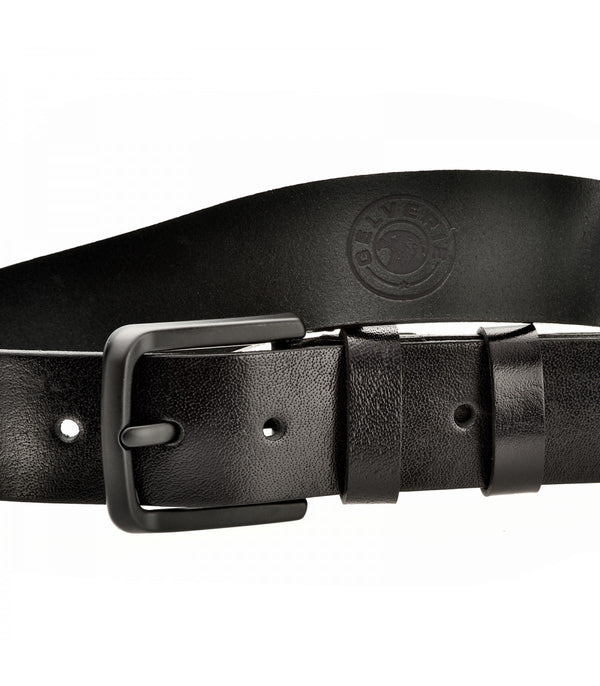 Gelverie Herren Gürtel Echt Leder Schwarz GG-101
