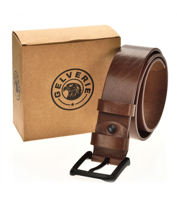 Gelverie Herren Gürtel Echt Leder Braun GG-103