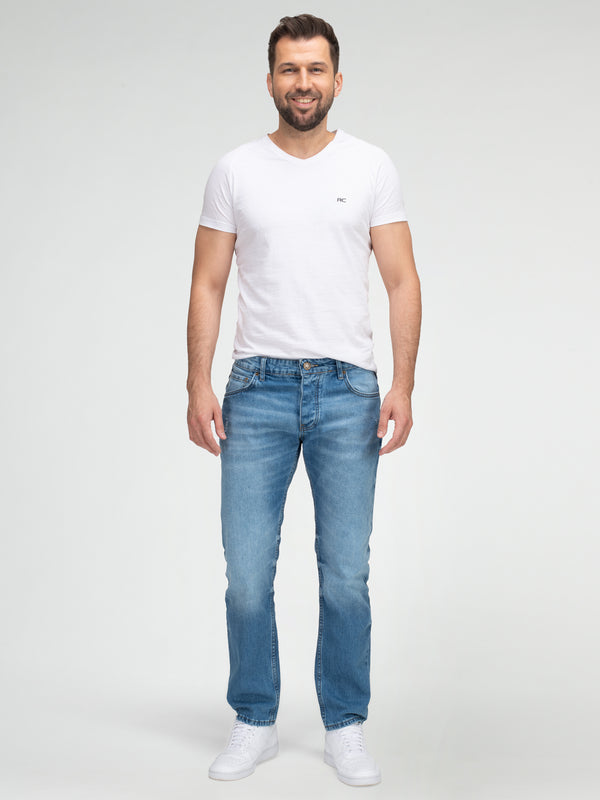 Lorenzo Loren Herren Jeans Regular Fit Hellblau LL-4011