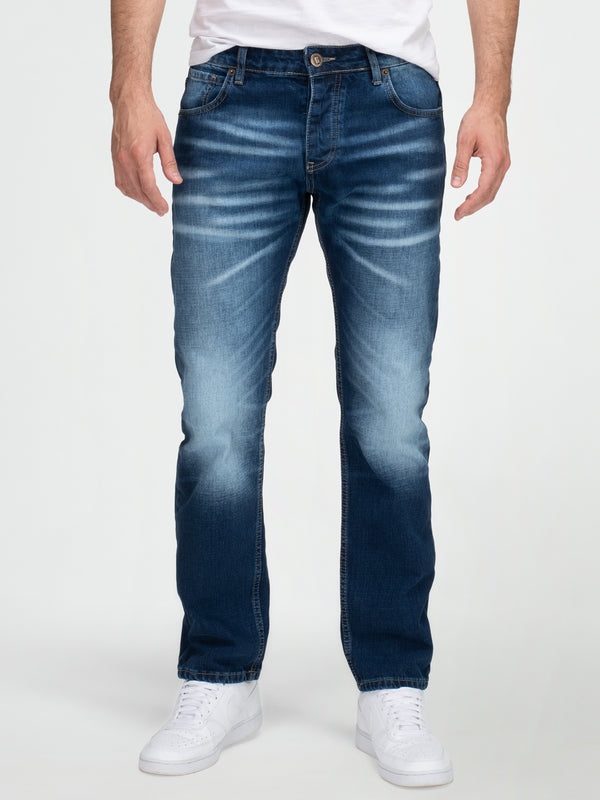 Lorenzo Loren Herren Jeans Regular Fit Dunkelblau LL-4012