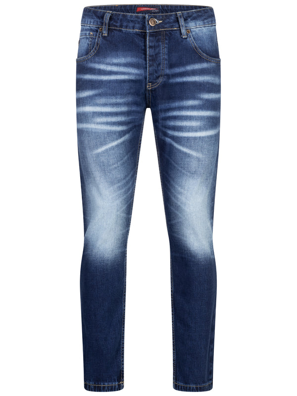 Lorenzo Loren Herren Jeans Regular Fit Dunkelblau LL-4012