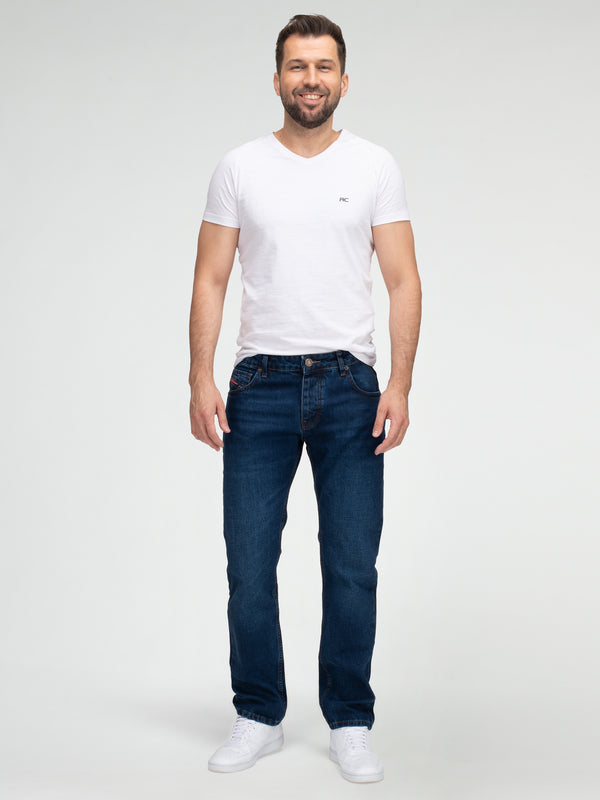 Lorenzo Loren Herren Jeans Regular Fit Dunkelblau LL-4013