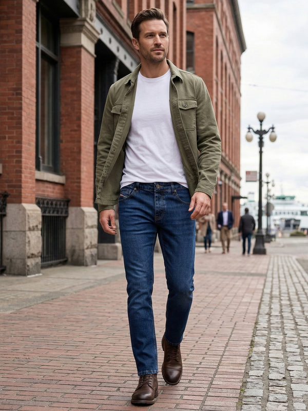 Lorenzo Loren Herren Jeans Regular Fit Dunkelblau LL-4013