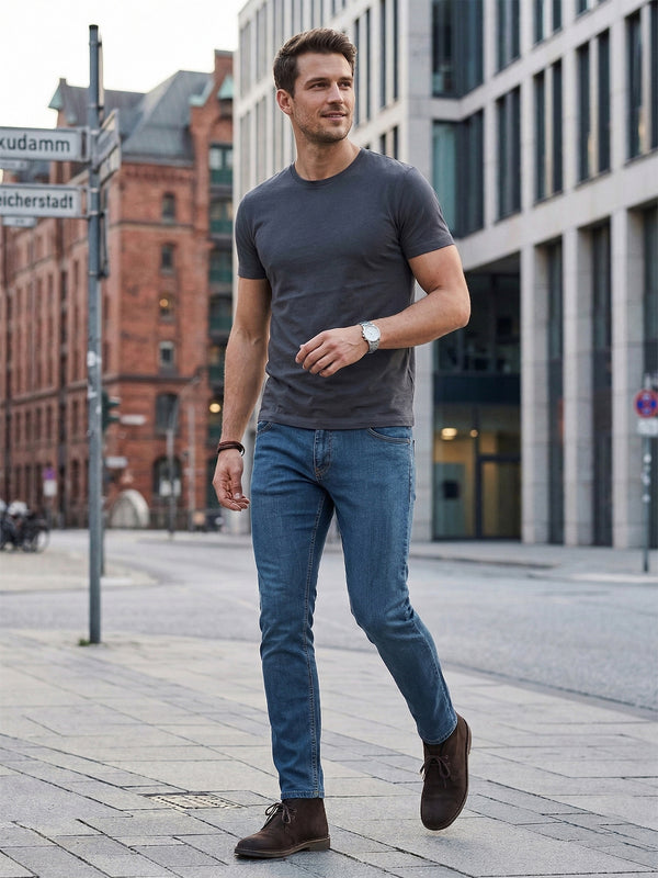 Lorenzo Loren Herren Jeans Regular Fit Blau LL-4015