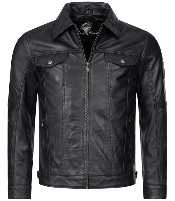 Rock Creek Herren Lederjacke Kentkragen H-296