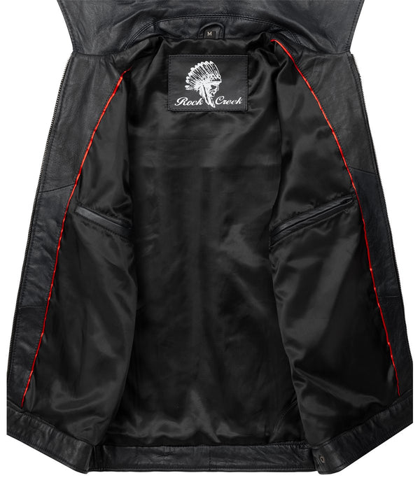 Rock Creek Herren Lederjacke Kentkragen H-296