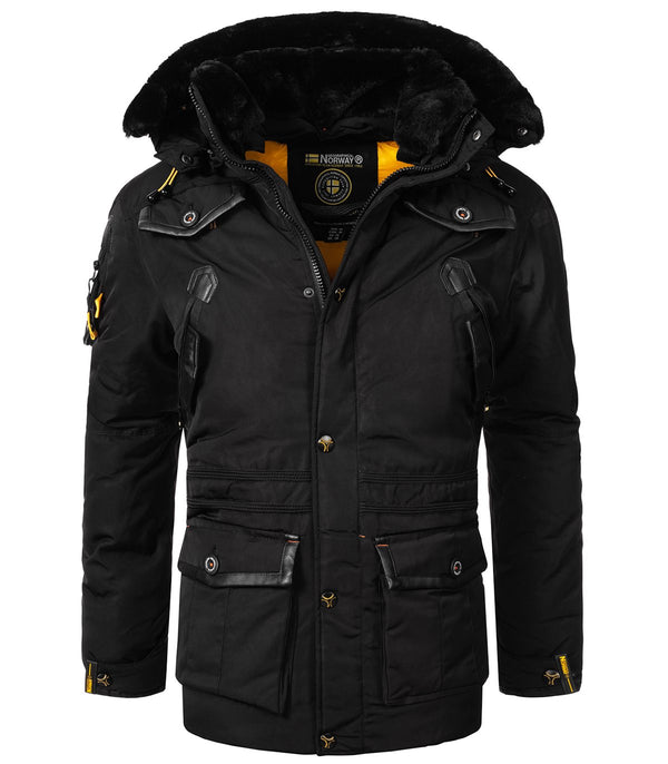 Geographical Norway Herren Winter Jacke mit Kunstfellkragen H-259