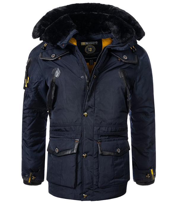 Geographical Norway Herren Winter Jacke mit Kunstfellkragen H-259