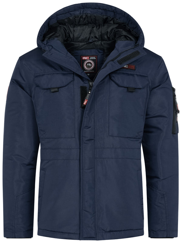 Rock Creek Herren Winterjacke H-400 navy blau S-5XL gefütterte Herrenjacke mit abnehmbarer Kapuze und Reißverschluss für kalte Tage