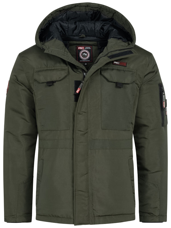 Rock Creek Herren Winterjacke H-400 olivgrün S-5XL winddichte Outdoorjacke mit warmem Futter, Kapuze und funktionellem Design