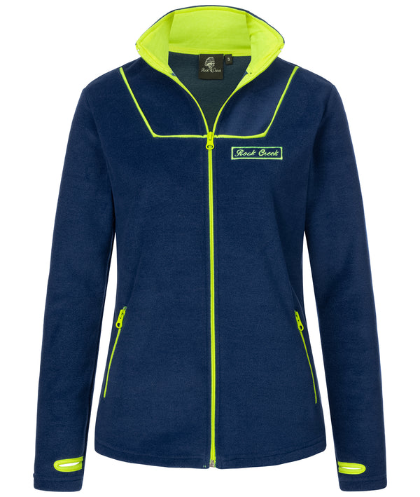 Rock Creek Damen Fleecejacke D-473 navy neon XS-2XL atmungsaktive Damen Fleecejacke für Freizeit, Sport und Alltag