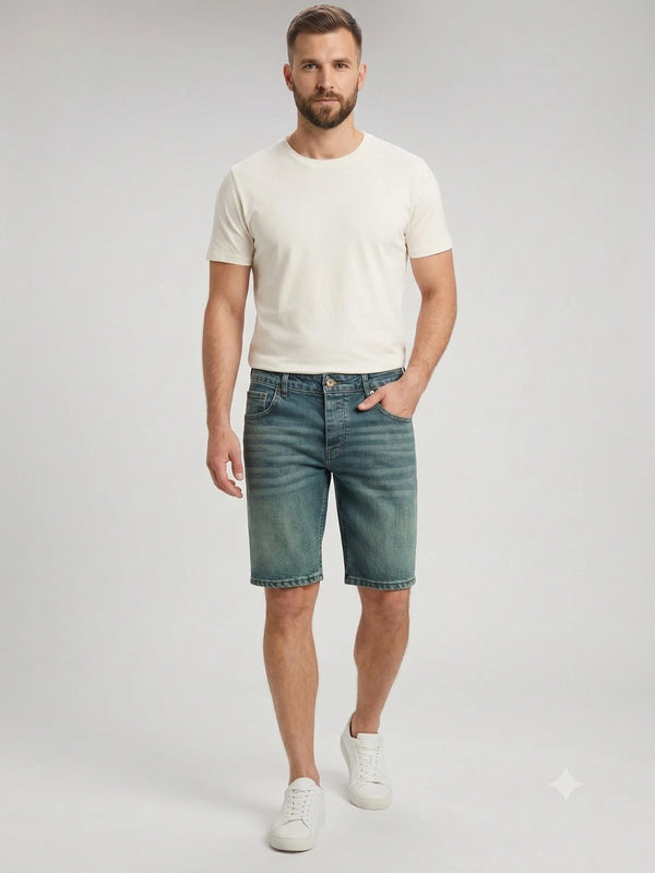 Rock Creek Herren Jeans Shorts Blau-Grün RC-2448