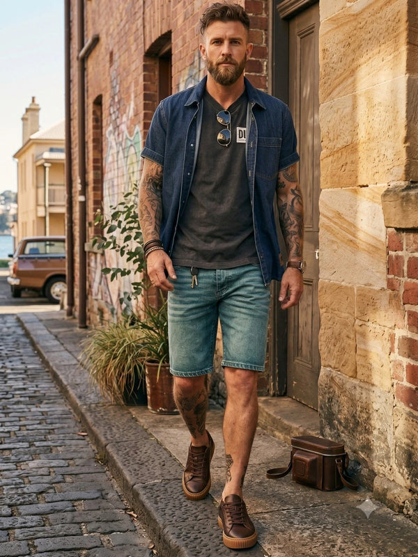 Rock Creek Herren Jeans Shorts Blau-Grün RC-2448