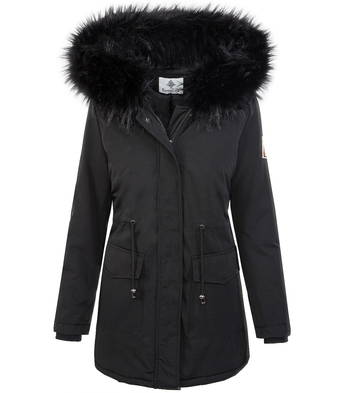 Damen Winterjacke Outdoor Jacke Schwarz Kunstfe Kaufen