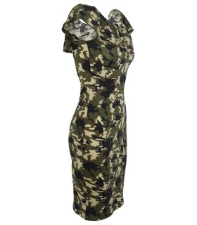 Damen Midikleid Sommer Kleid Camouflage D-331