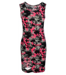 Damen Midikleid Sommer Kleid Camouflage Pink D-332