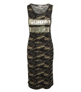 Damen Midikleid Sommer Kleid Camouflage D-333