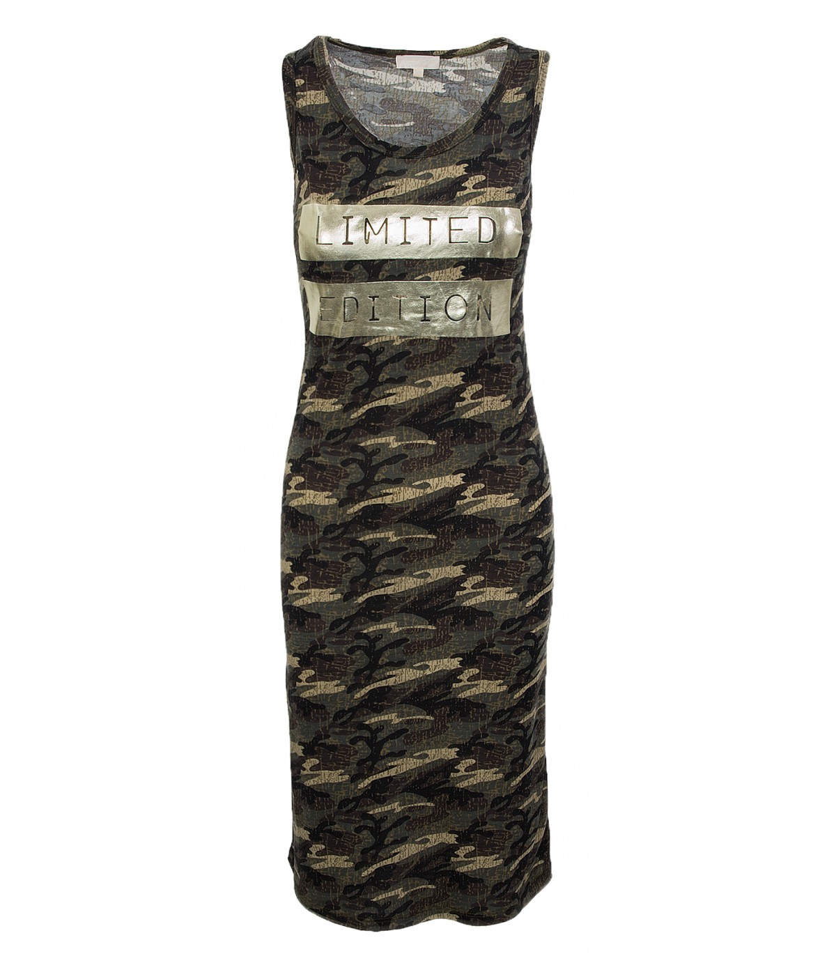 Damen Midikleid Sommer Kleid Camouflage Sommerkleid ...