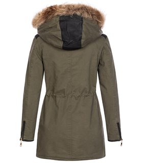 Damen Winterjacke Kapuze mit Echtpelz D-375