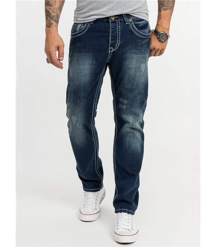 Blau Jeans Designer Vintage HOSE kaufen Herren dicke NAHT