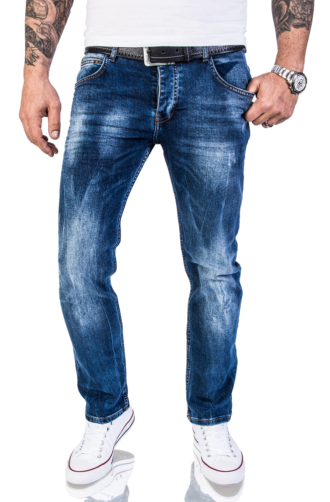 Rock Creek Herren Jeans Regular Fit Stretch – Schwarze Denim Hose Straight Cut W38 L38