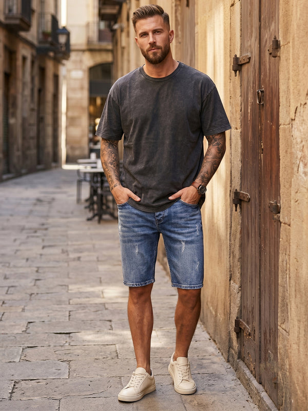 Rock Creek Herren Jeans Shorts Blau RC-2449
