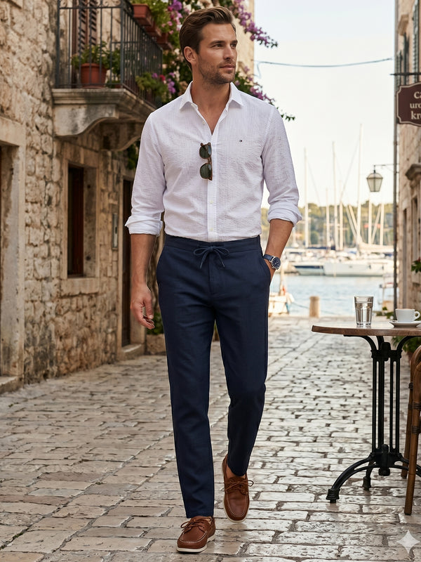 Rock Creek Herren Stoffhose Leinen-Optik RC-2446