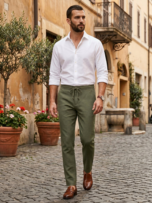 Rock Creek Herren Stoffhose Leinen-Optik RC-2446