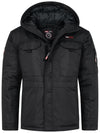 Rock Creek Herren Winterjacke H-400 schwarz S-5XL warm gefüttert mit Kapuze, wind- und wasserabweisend, ideal für Winter & Outdoor
