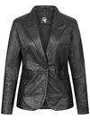 Rock Creek Damen Ledersakko D-512 Schwarz – elegantes tailliertes Echtleder-Sakko aus 100% Schafsleder mit Ein-Knopf-Verschluss.