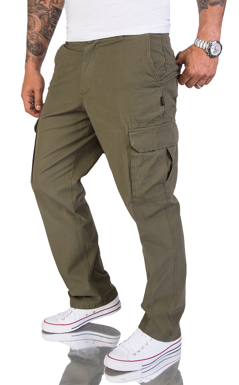 Herren Cargo Hose Chinohose Herrenhose Seitentaschen ...