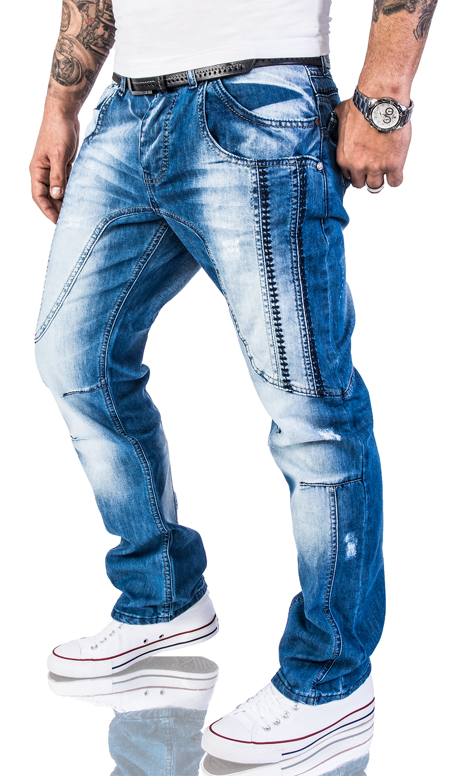 Rock Creek Mens Jeans Trousers Blue Thickness Seam Denim Vintage Stone ...
